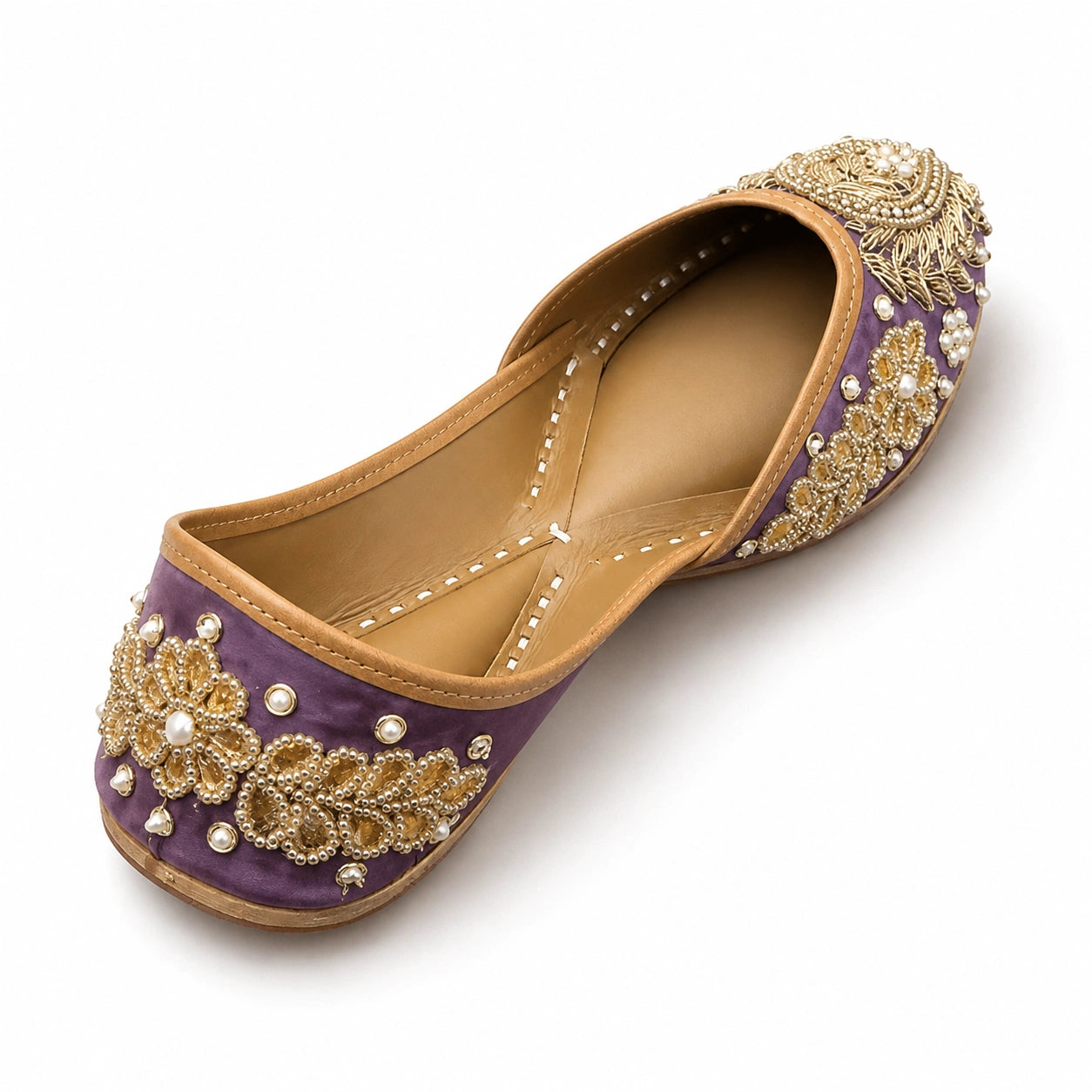 LAVENDER EMBROIDERED & BEADED JUTTI FOR WOMEN