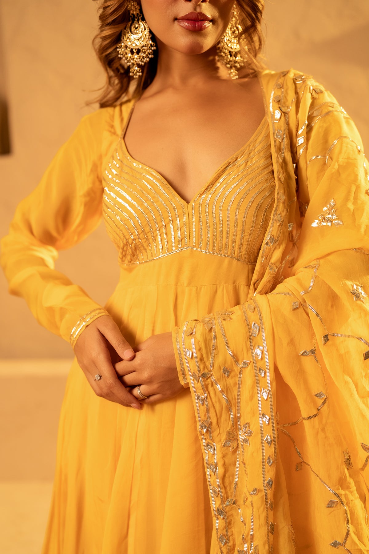 GOTTA BAZAR SURYAMUKHI GOTA FLARE ANARKALI SET WITH GOTA JAAK DUPATTA