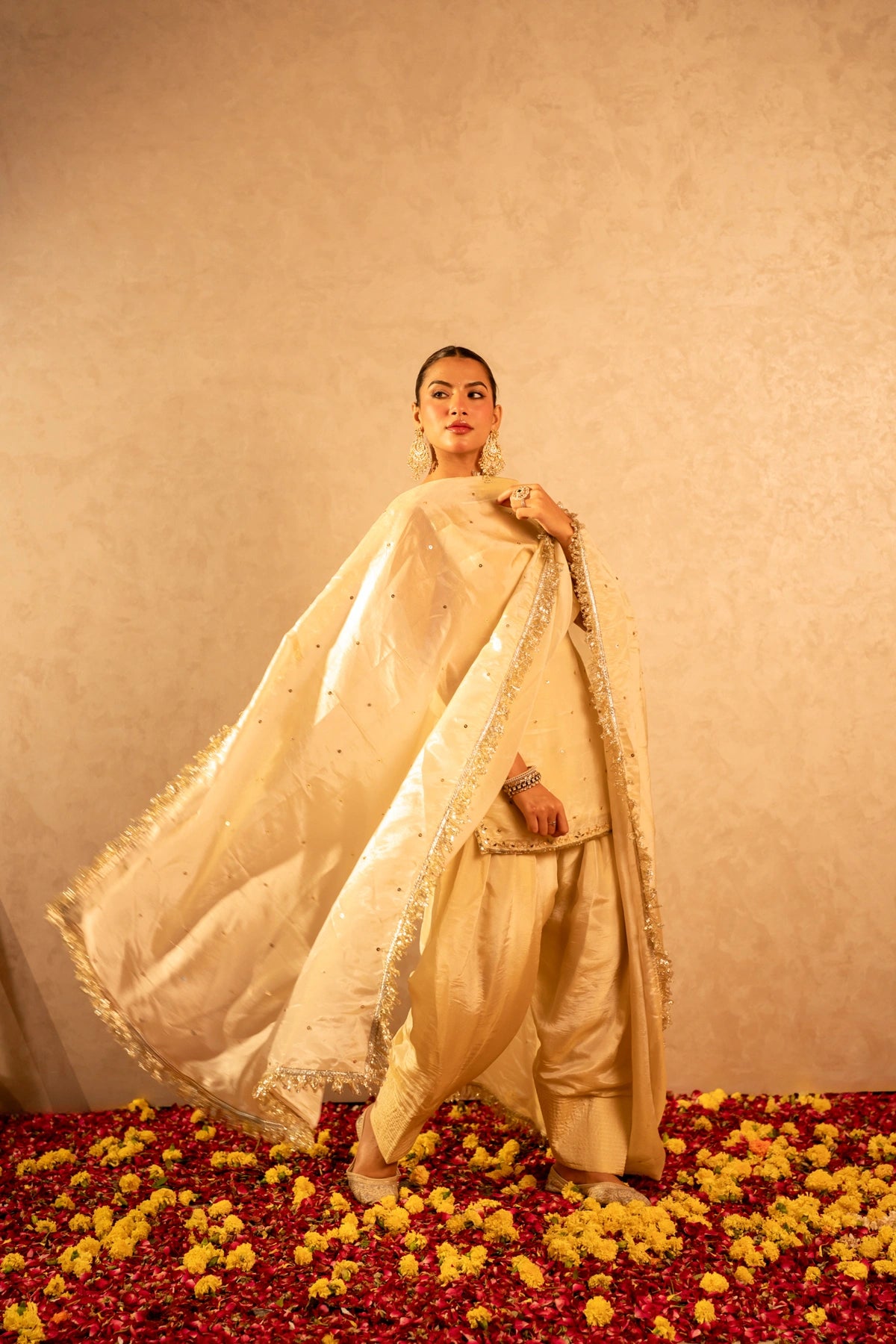 GOTTA BAZAR SHEESH COSMOS HAND WORK FARSI SALWAR SET