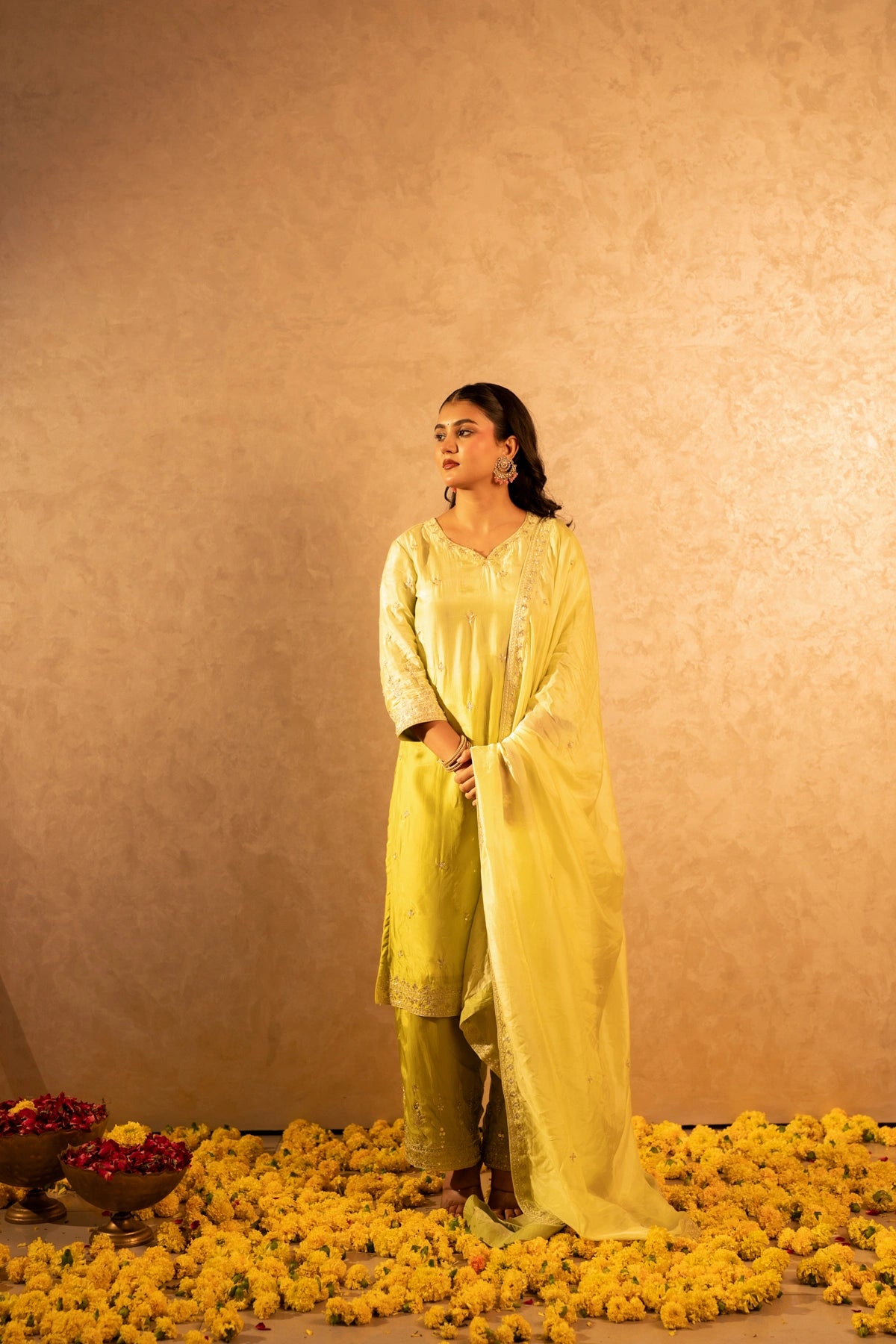 GOTTA BAZAR TWO TONE PEET SILK ZARDOZI HANDWORK STRAIGHT SUIT SET