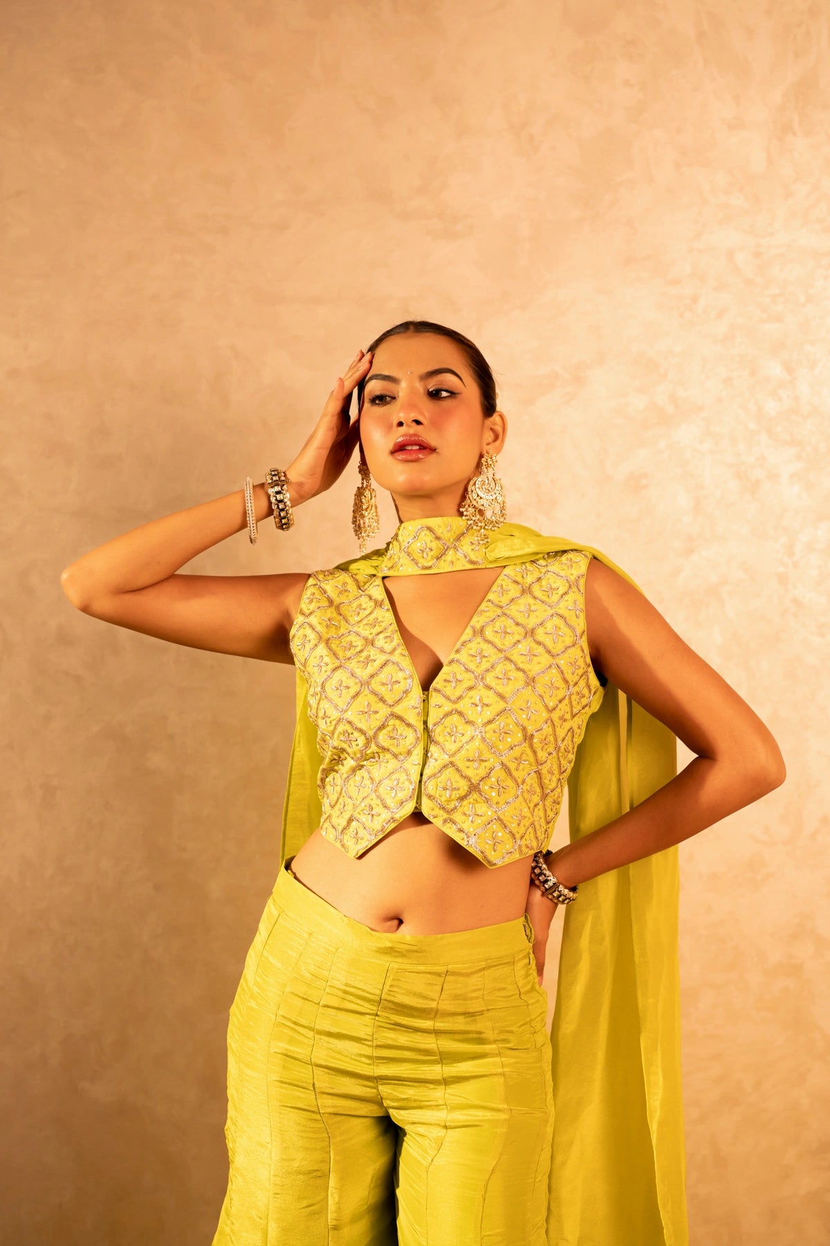 GOTTA BAZAR NEON COSMOS DABKA WORK SHARARA SET