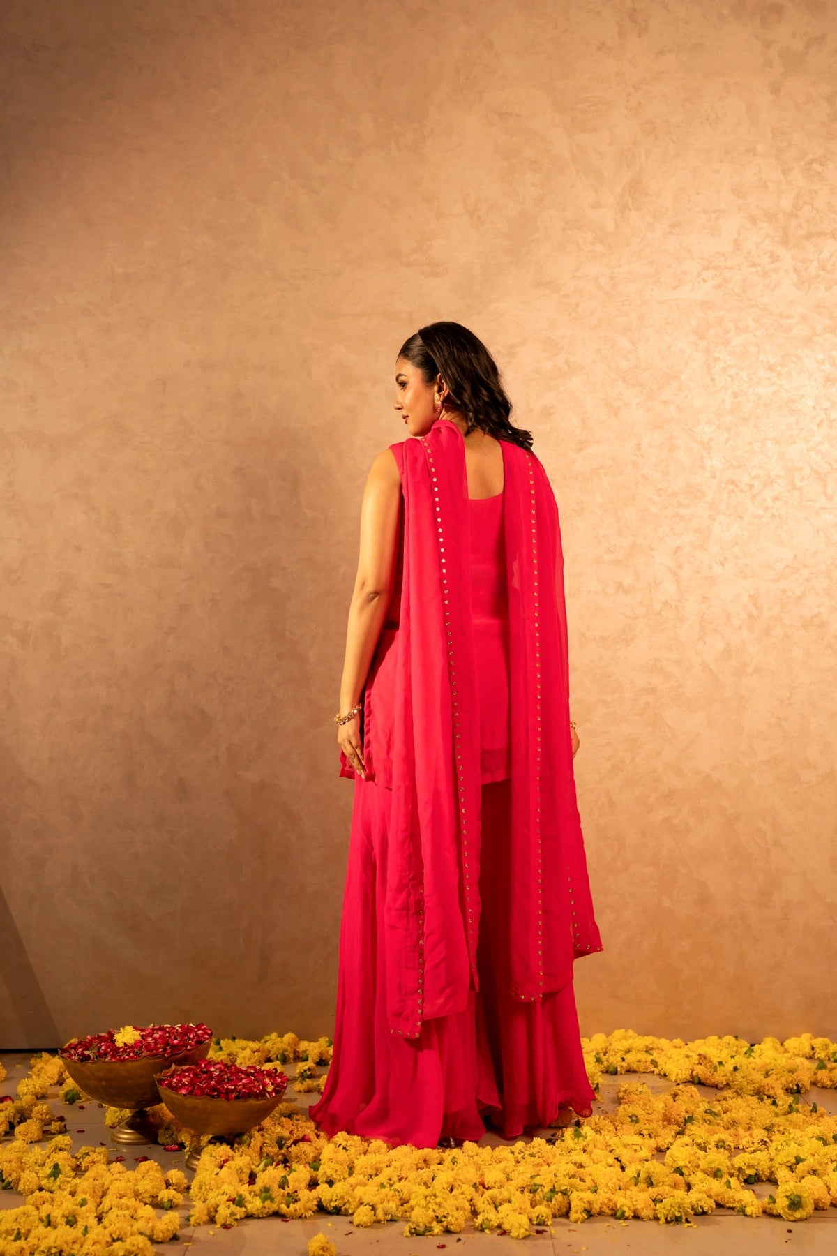 GOTTA BAZAR SUNHARI GULABI ORGANZA TAARI HAND WORK SHARARA SET WITH DUPATTA