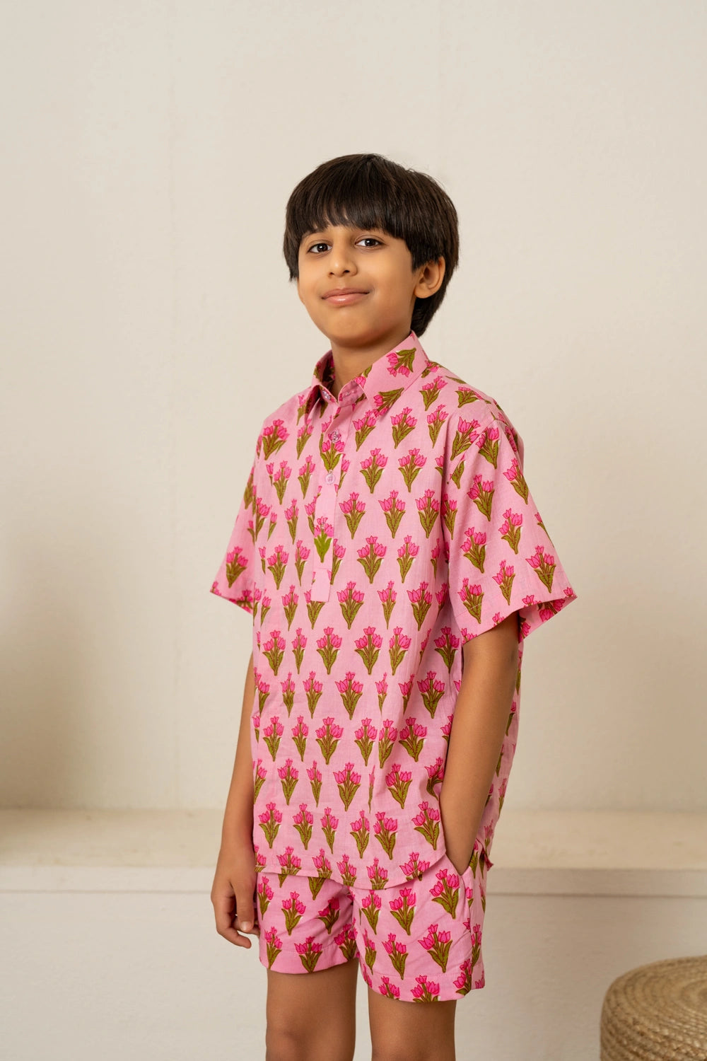 KHILKARI TINY TULIP COTTON HAND-BLOCK CO-ORD SET
