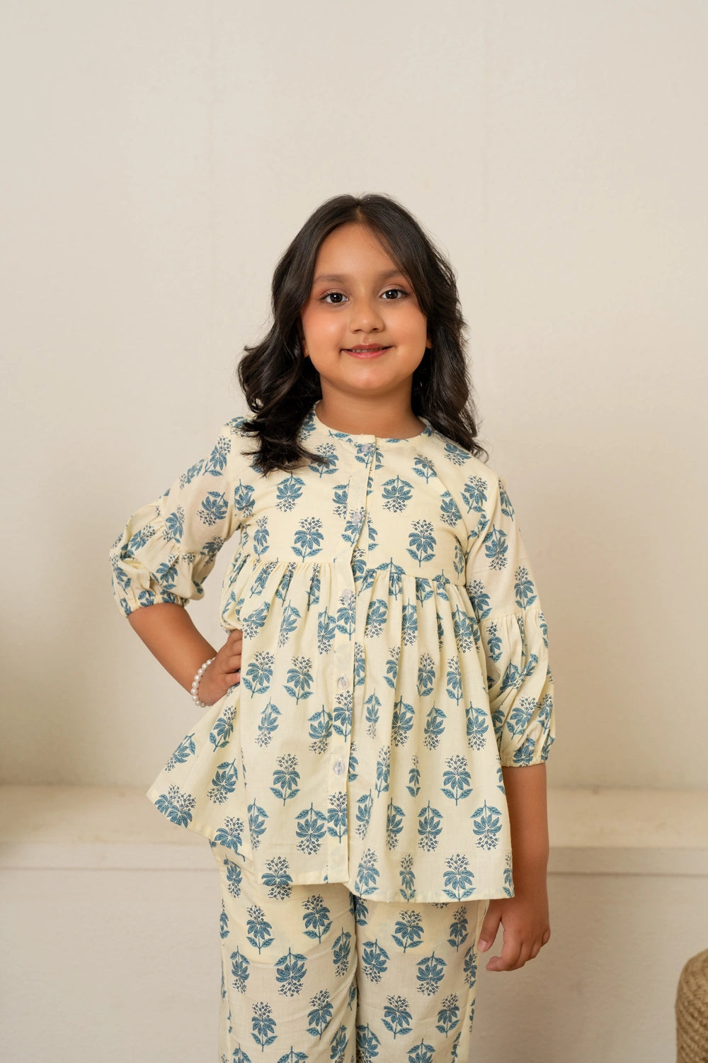 KHILKARI BLUEBELL COTTN HAND BLOCK PRINT CO-ORD SET