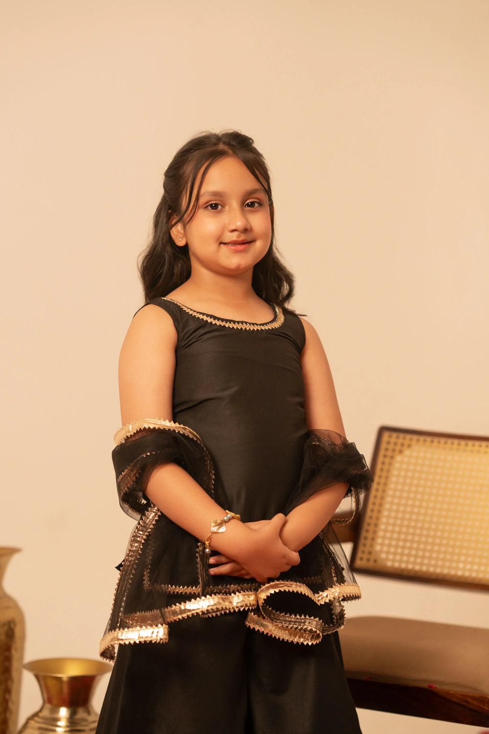 KHILKARI MIDNIGHT MAGIC COTTON SILK SHARARA SET