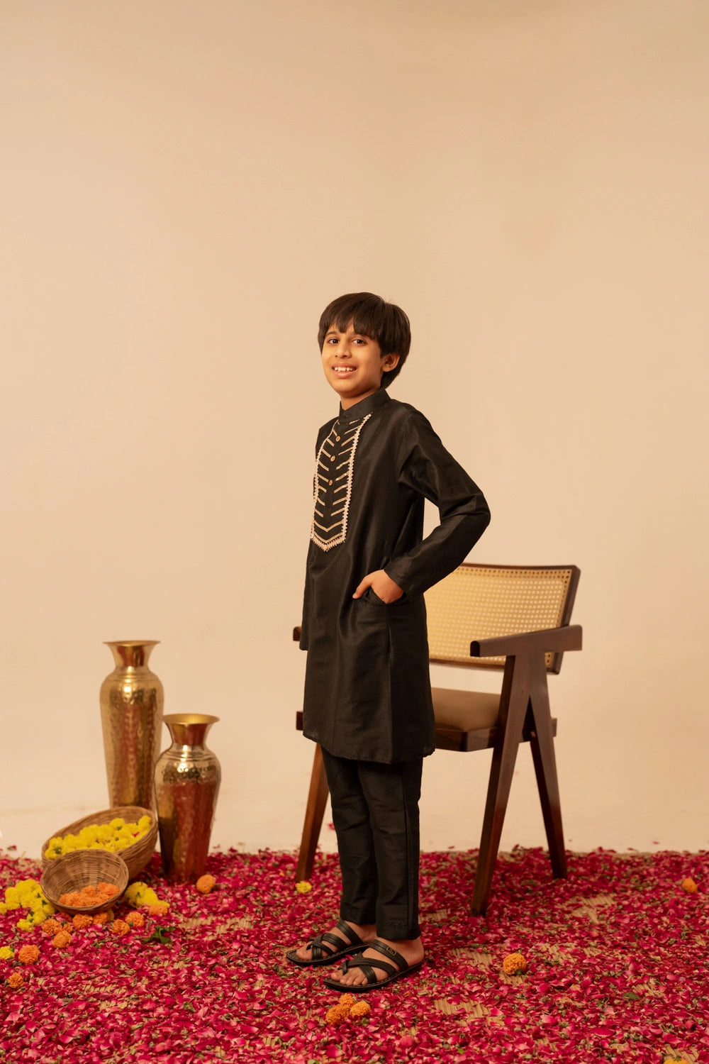 COTTON SILK GOTTA PATTI HAND WORK FAMILY OUTFIT COMBO