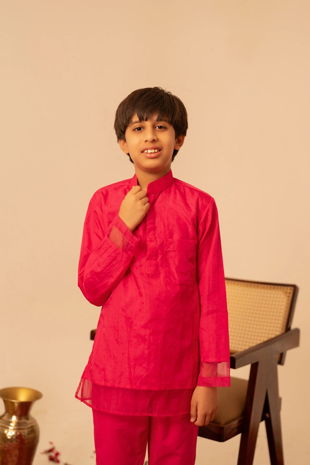 KHILKARI POPPY PINK ORGANZA KURTA SET