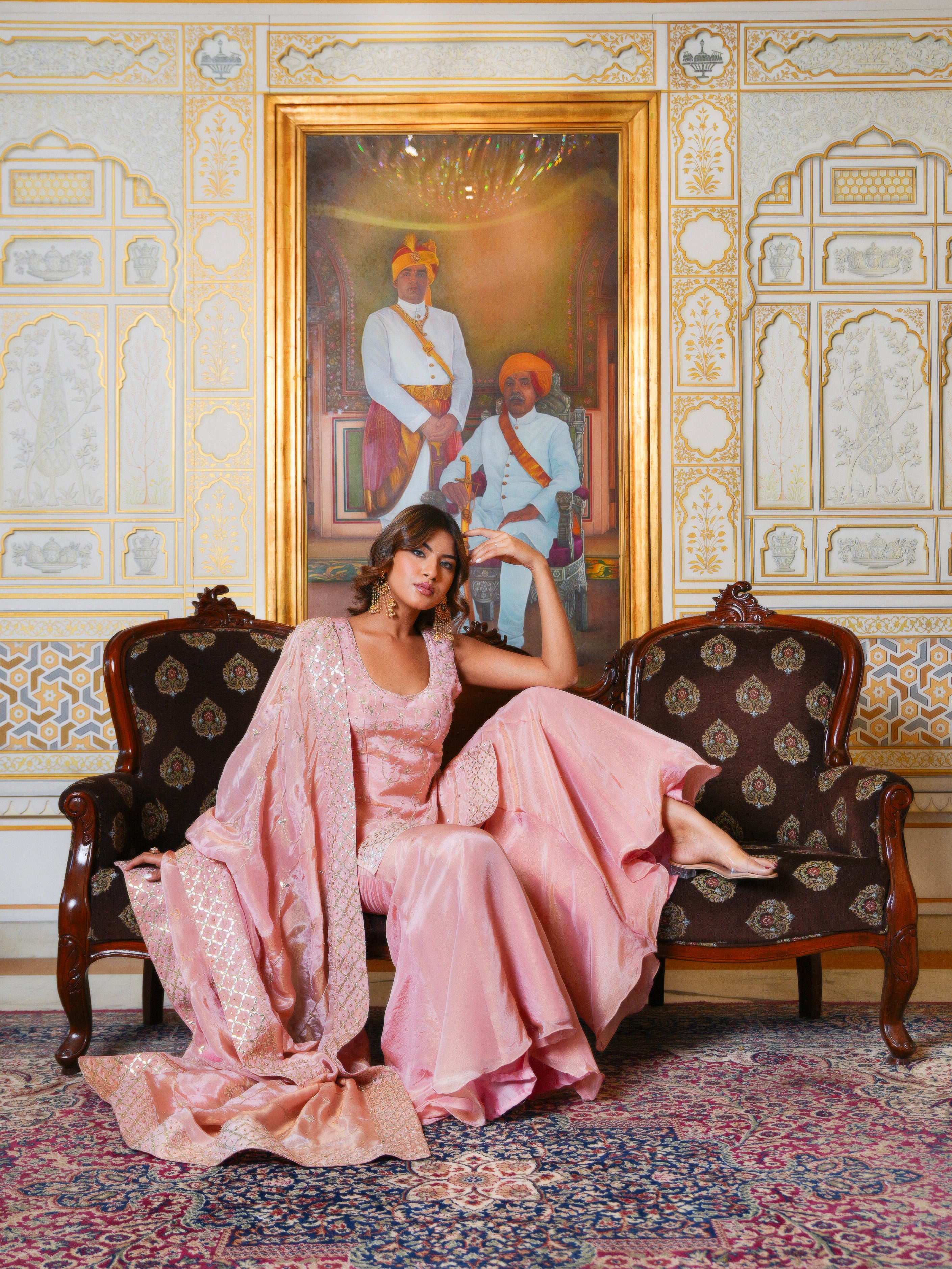 MEHFIL BLUSH PINK GOTA PATTI HAND EMBROIDERED SHARARA SET