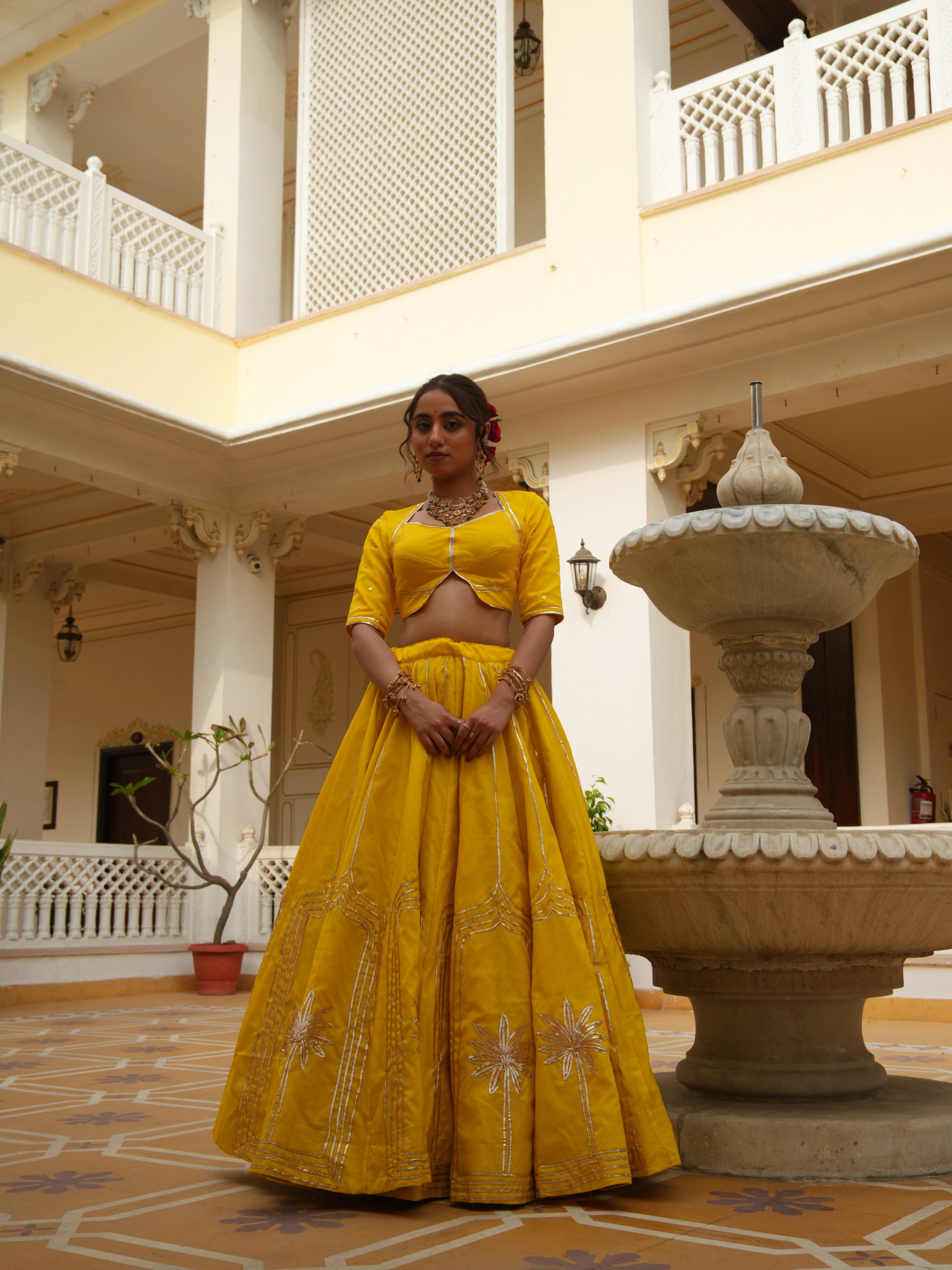 MEHFIL BASANT BAHAR ORGANZA GOTA PATTI LEHENGA SET WITH ORGANZA DUPATTA