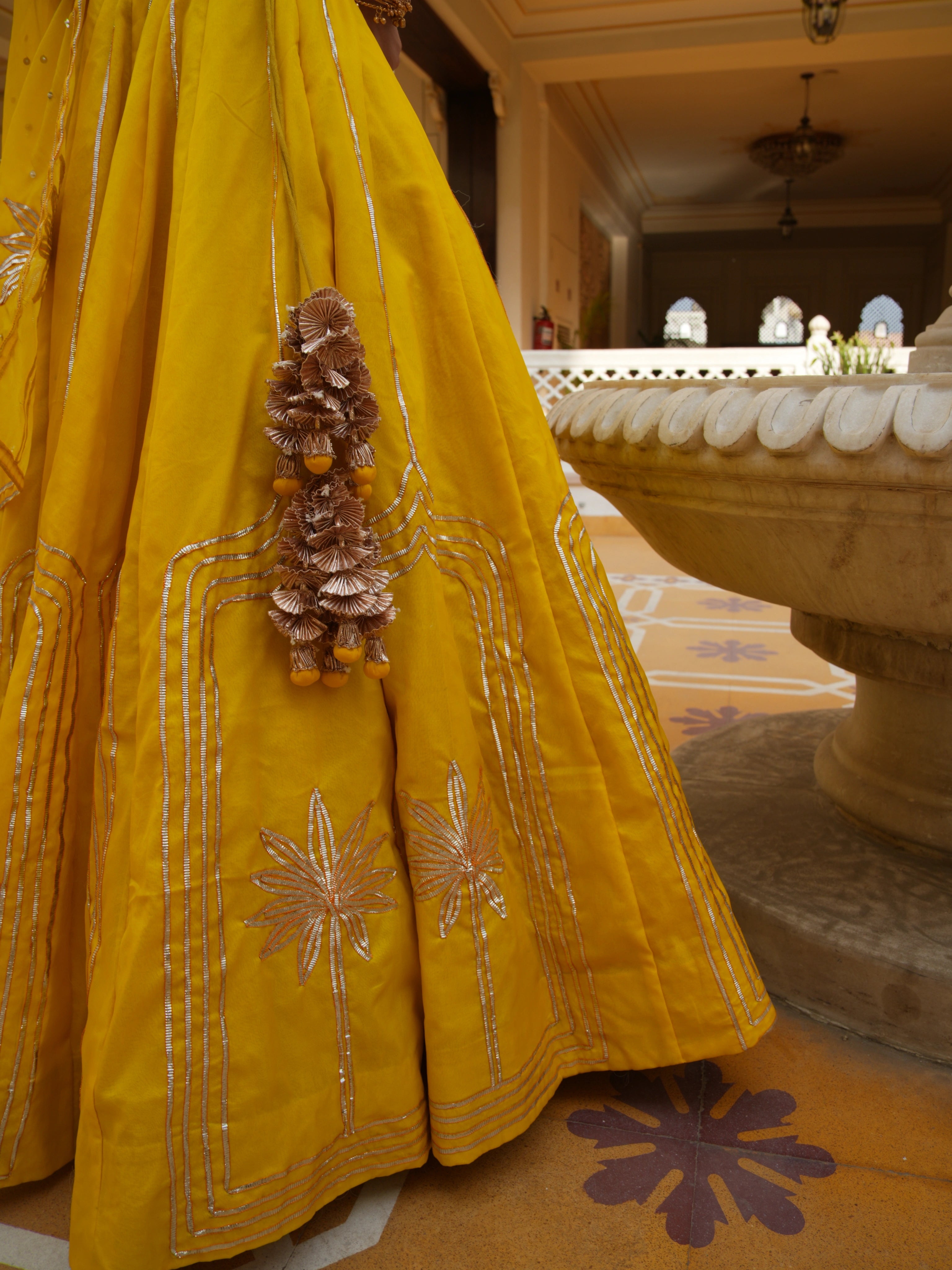 MEHFIL BASANT BAHAR ORGANZA GOTA PATTI LEHENGA SET WITH ORGANZA DUPATTA