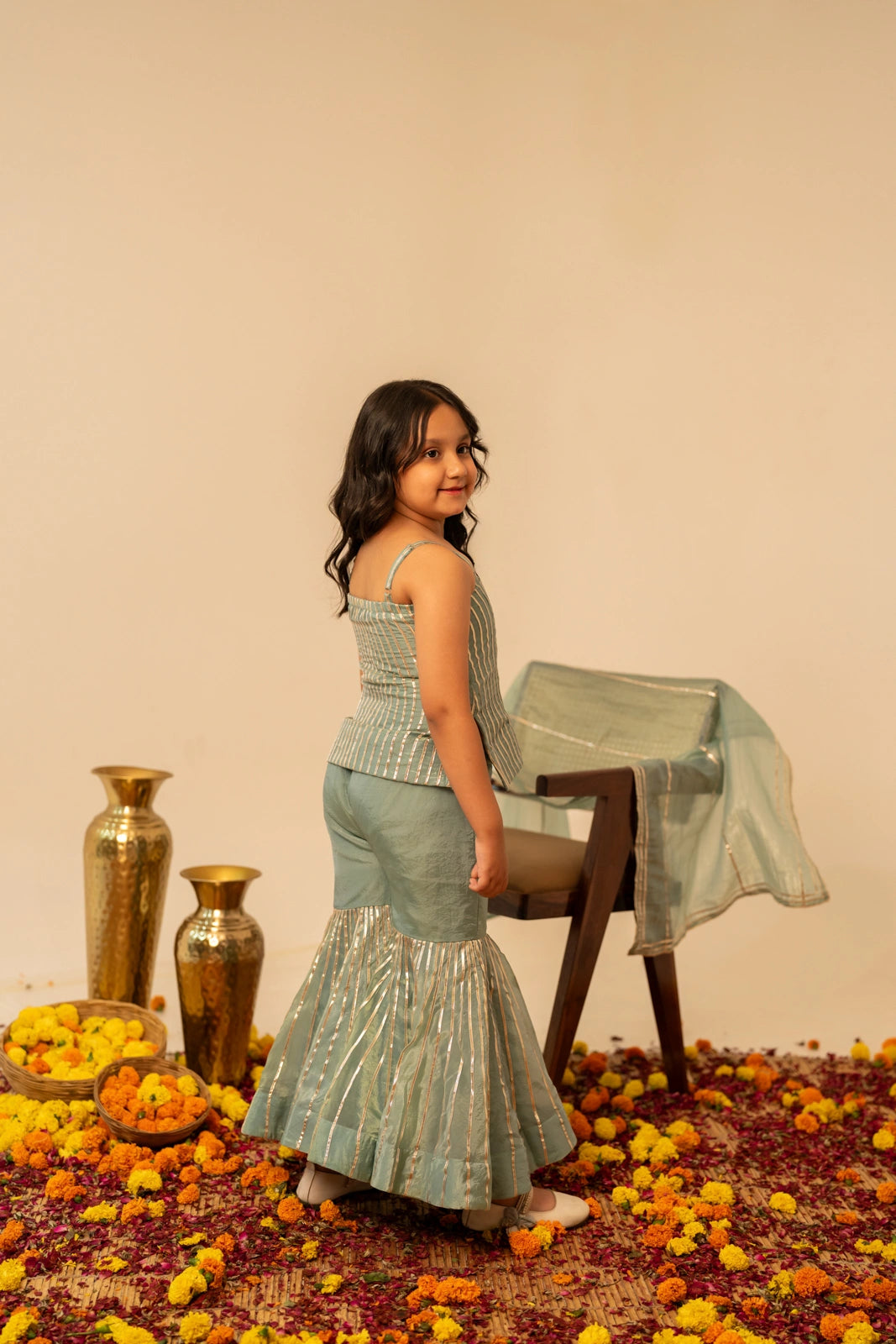 KHILKARI BLUE COSMO SHARARA SET