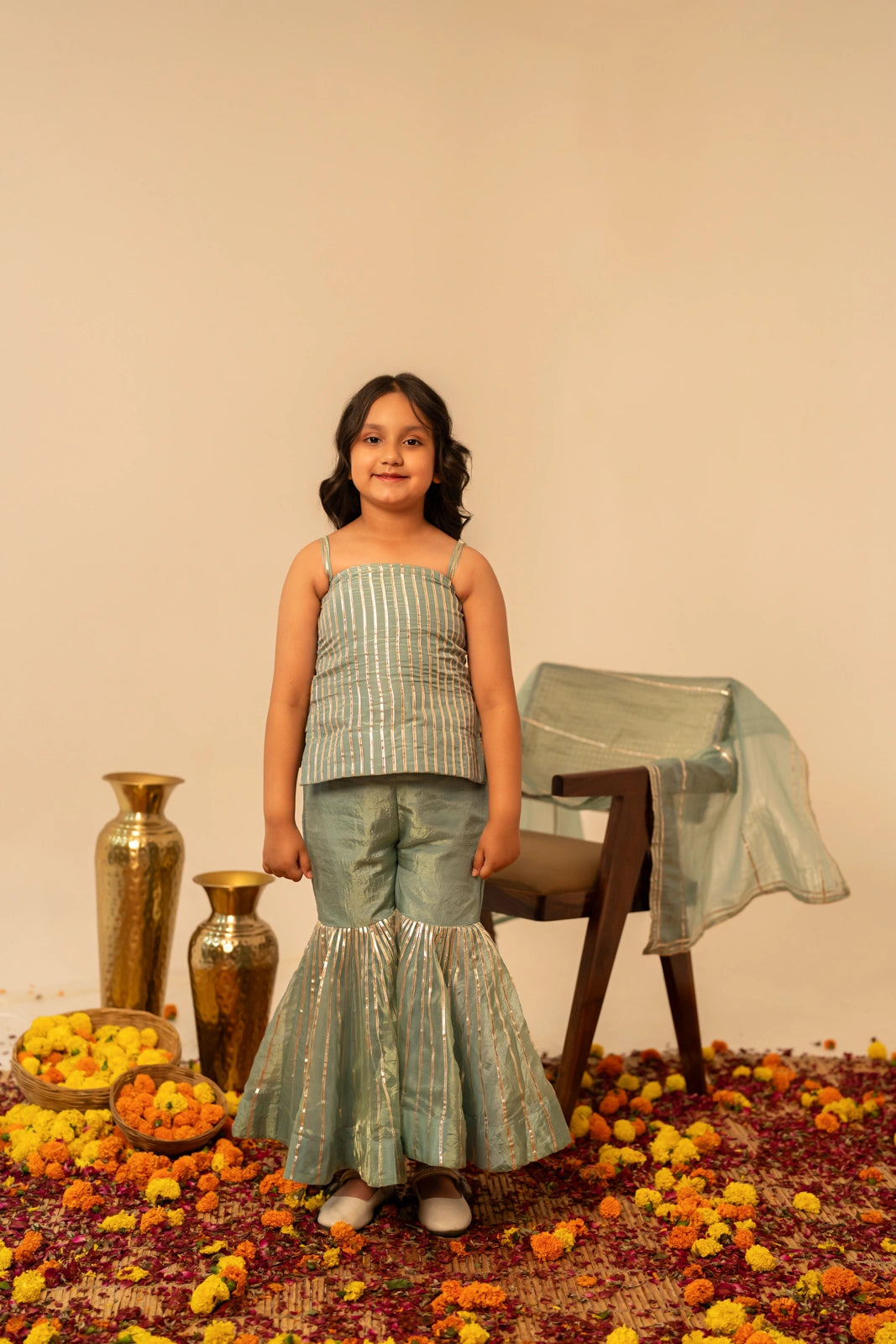 KHILKARI BLUE COSMO SHARARA SET
