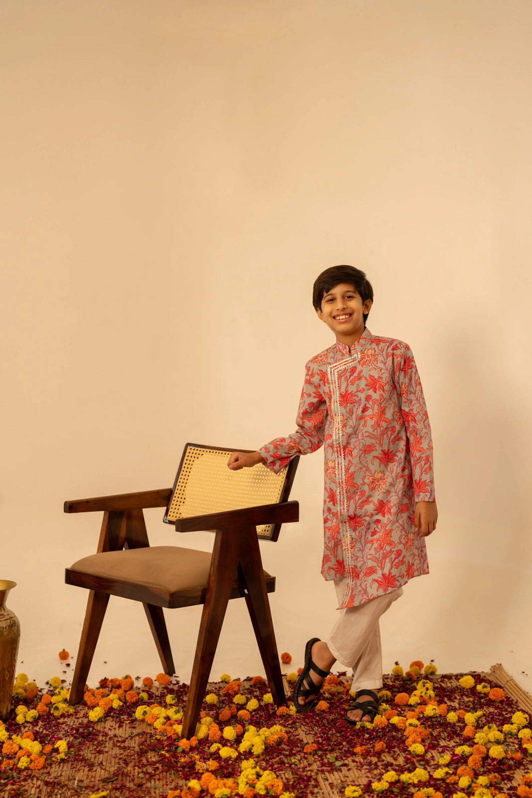 KHILKARI FLOWY FLOWERY COTTON ANGRAKHA KURTA SET