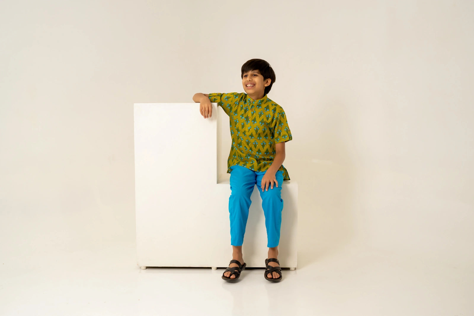 KHILKARI THE JOLLY JUNGLE HAND BLOCK COTTON SHIRT SET