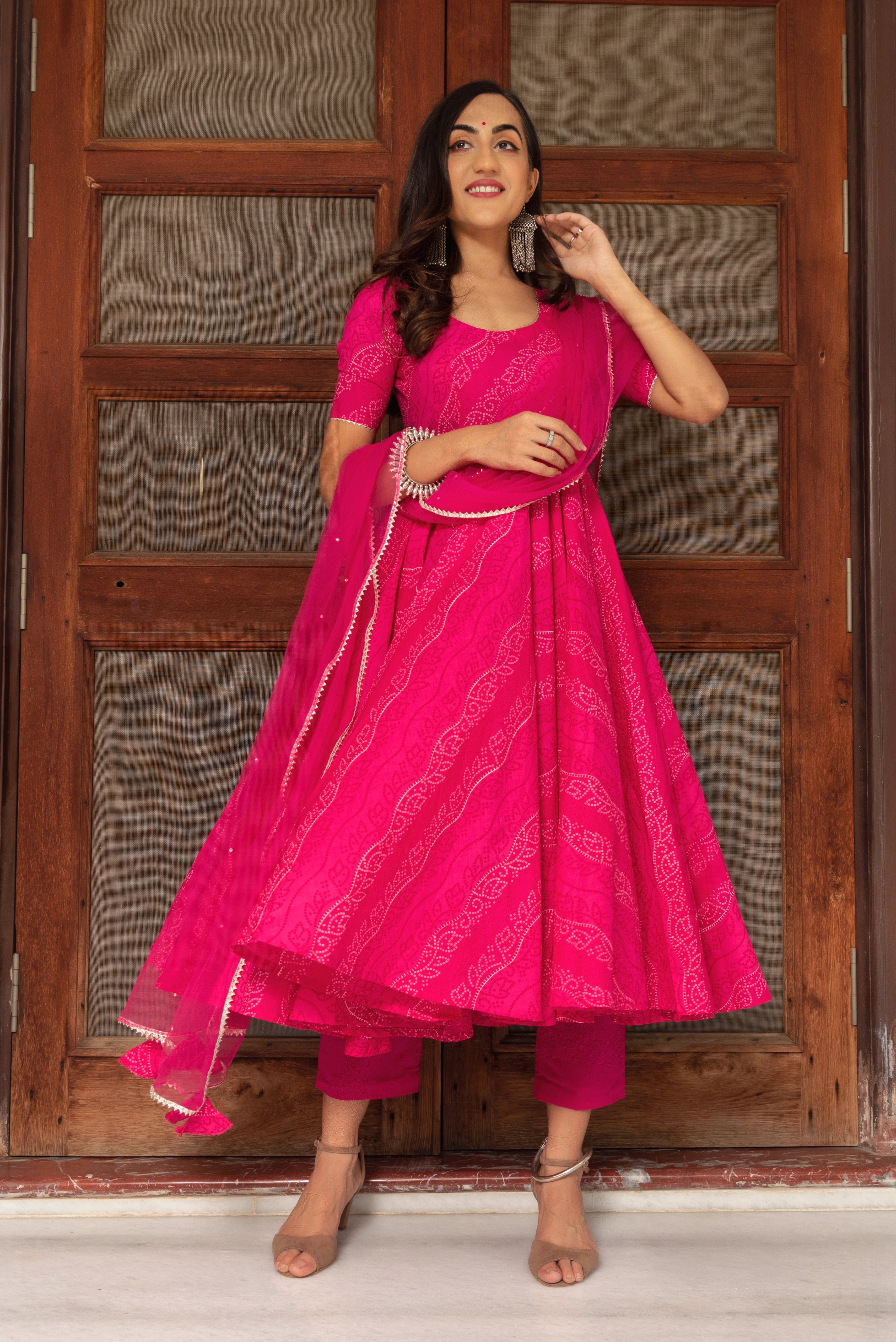 PINK BANDHEJ COTTON FAMILY OUTFIT COMBO