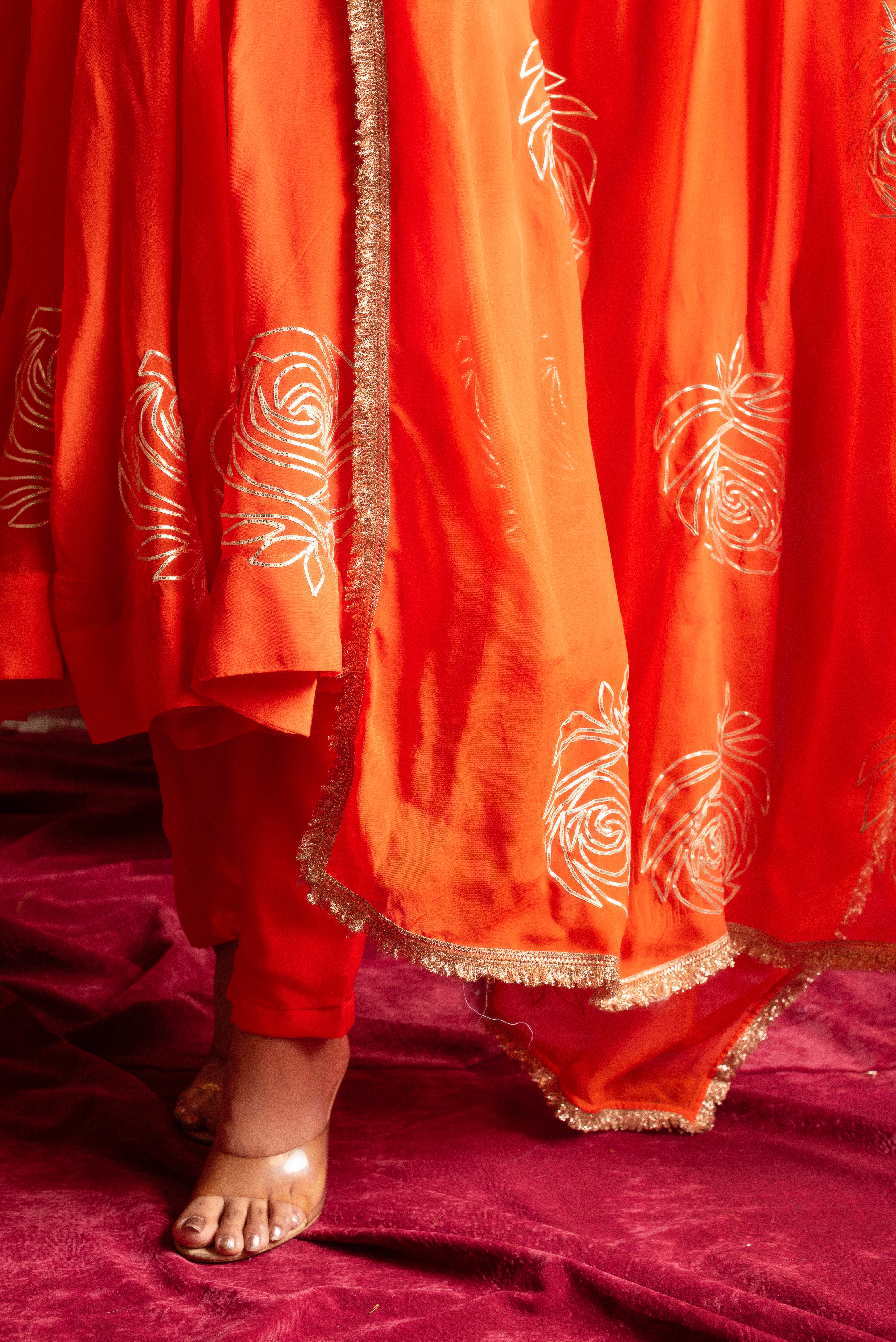 GULFIZAN ORANGE GOTA PATTI ANARKALI SETS WITH DUPATTA