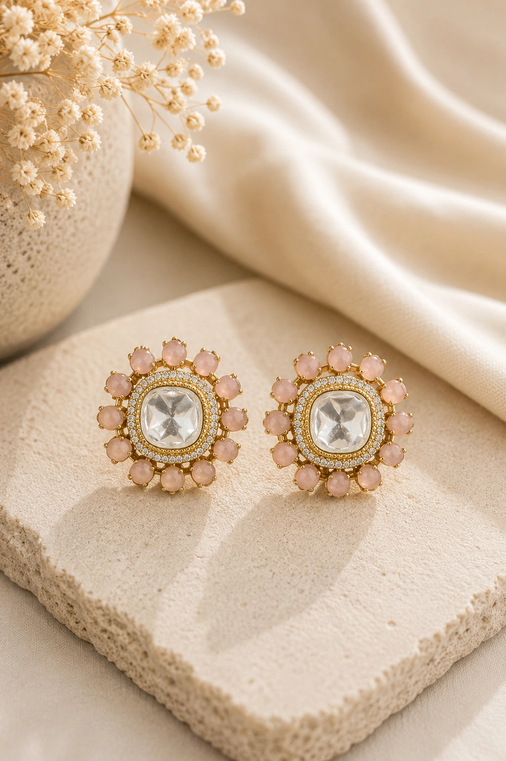RAJWADA GULABI STUDS EARRING FOR WOMEN