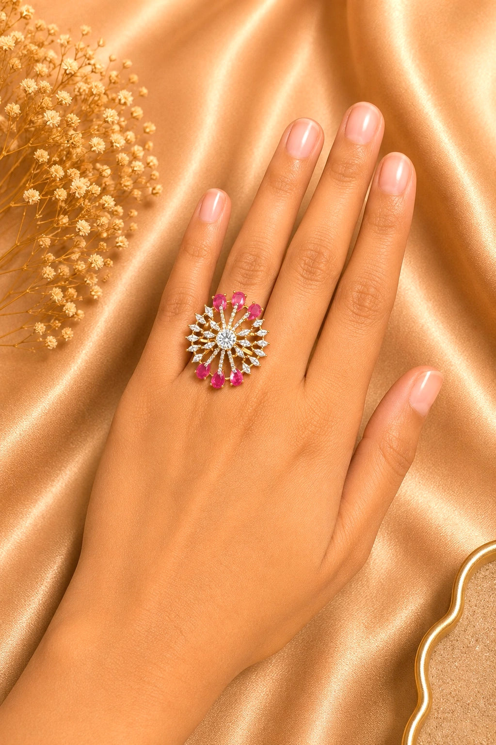GULABI PHOOL ADUSTABLE WOMEN FASHION RING