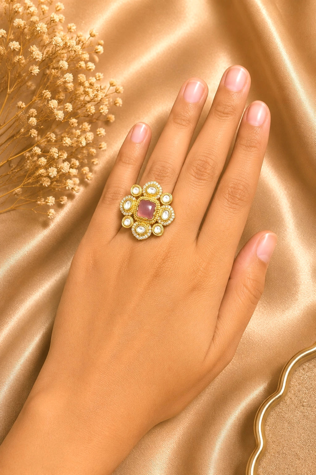 NOORANI BLOOM ADJUSTABLE FASHION RING FOR WOMEN