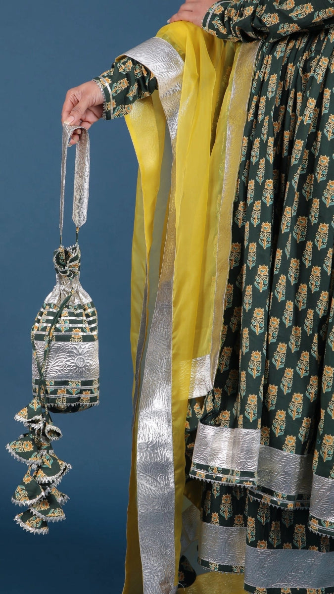 AAFIA COTTON BLOCK ANARKALI SET - Pomcha Jaipur