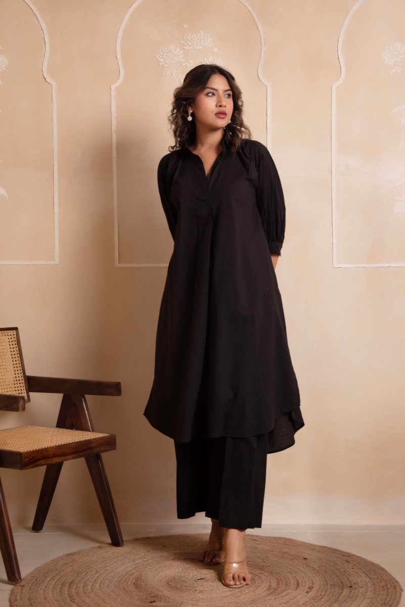 DHOOP CHAAV AISHA BLACK COTTON CO - ORD SET - Pomcha Jaipur