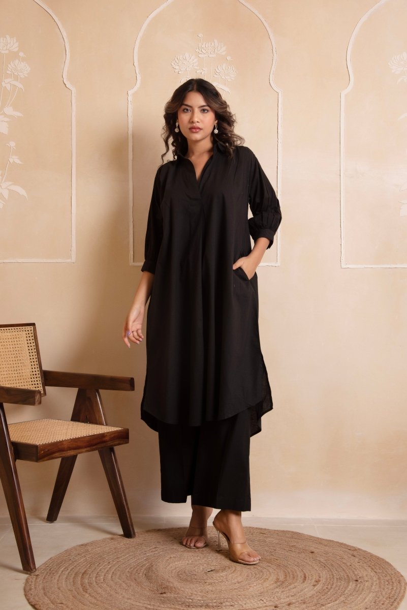 DHOOP CHAAV AISHA BLACK COTTON CO - ORD SET - Pomcha Jaipur