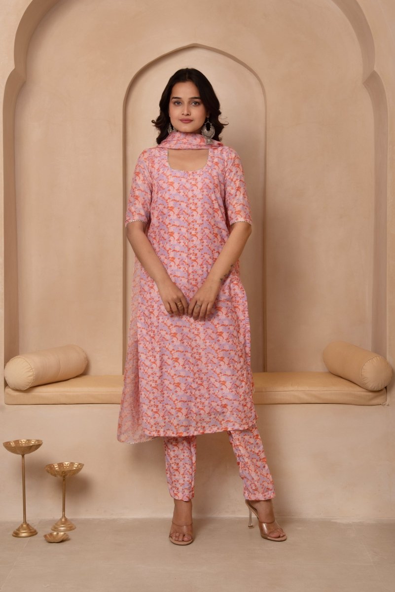 DHOOP CHAAV ASMI MUSLIN STRAIGHT SUIT SET WITH ORGANZA DUPATTA - Pomcha Jaipur