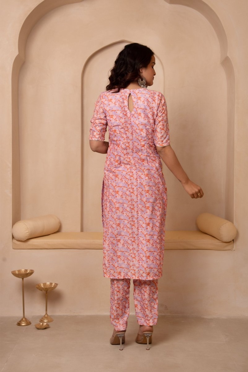DHOOP CHAAV ASMI MUSLIN STRAIGHT SUIT SET WITH ORGANZA DUPATTA - Pomcha Jaipur