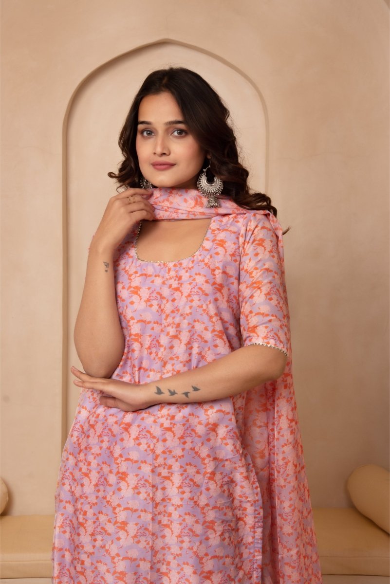 DHOOP CHAAV ASMI MUSLIN STRAIGHT SUIT SET WITH ORGANZA DUPATTA - Pomcha Jaipur