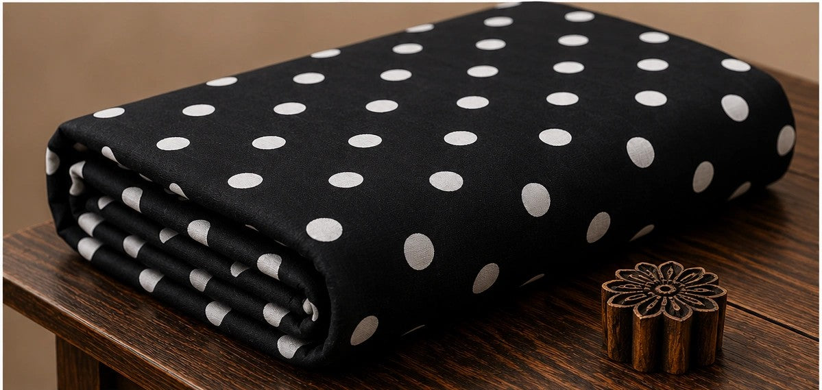 BLACK POLKA DOT COTTON FABRIC