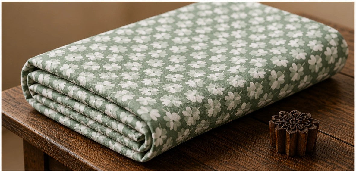 MINT BLOSSOM COTTON FABRIC