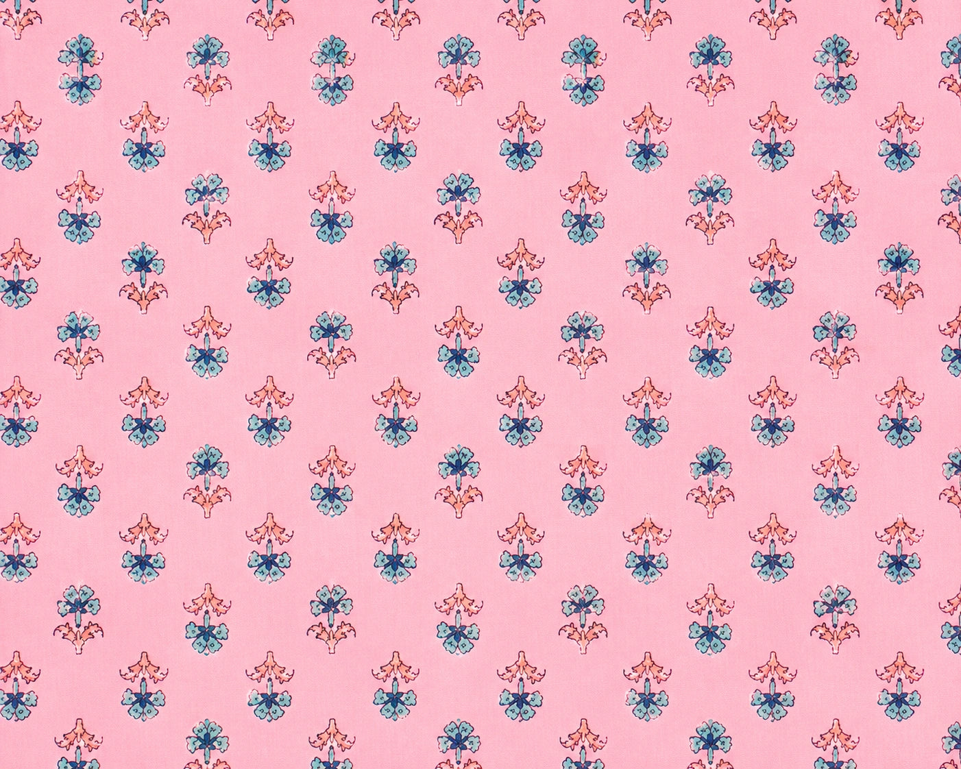 PINK FLORA HAND BLOCK PRINT FABRIC