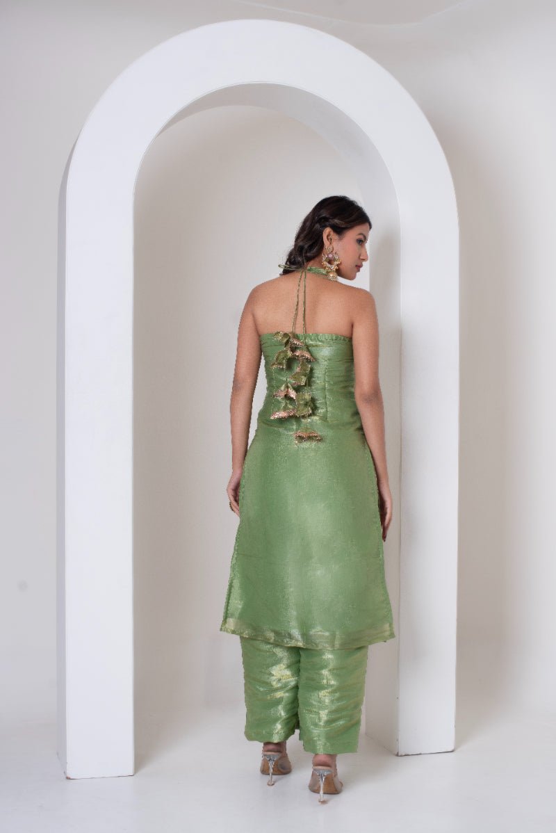 GHAZAL GREEN COSMOS SILK GOTTA PATTI SUIT SET WITH COSMOS SILK DUPATTA - Pomcha Jaipur