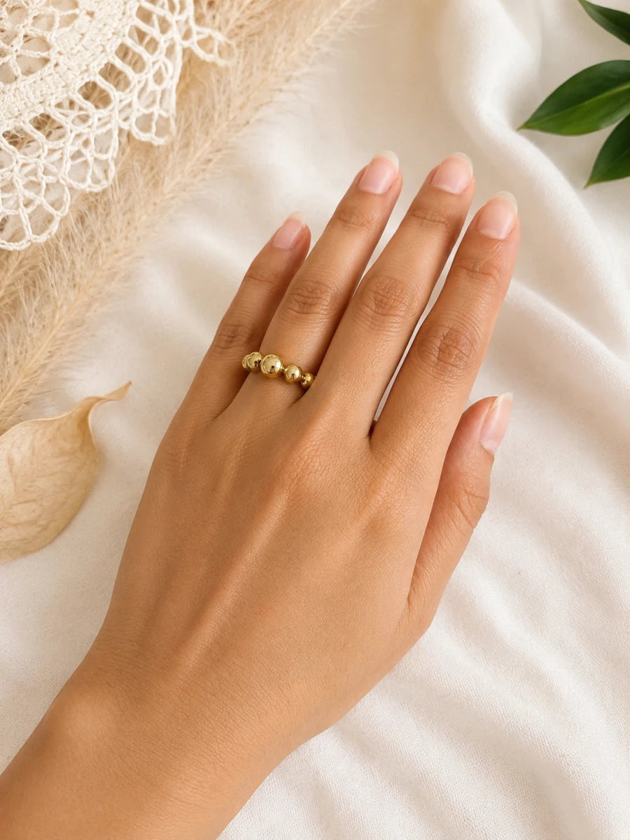 GOLDEN TINY BEADS RING - Pomcha Jaipur