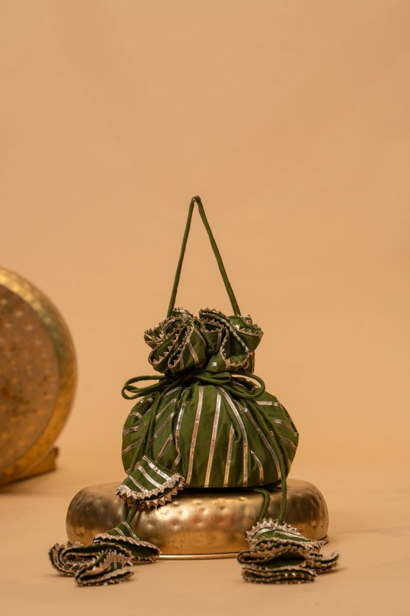 GREEN GOTA PATTI POTLI BAG - Pomcha Jaipur