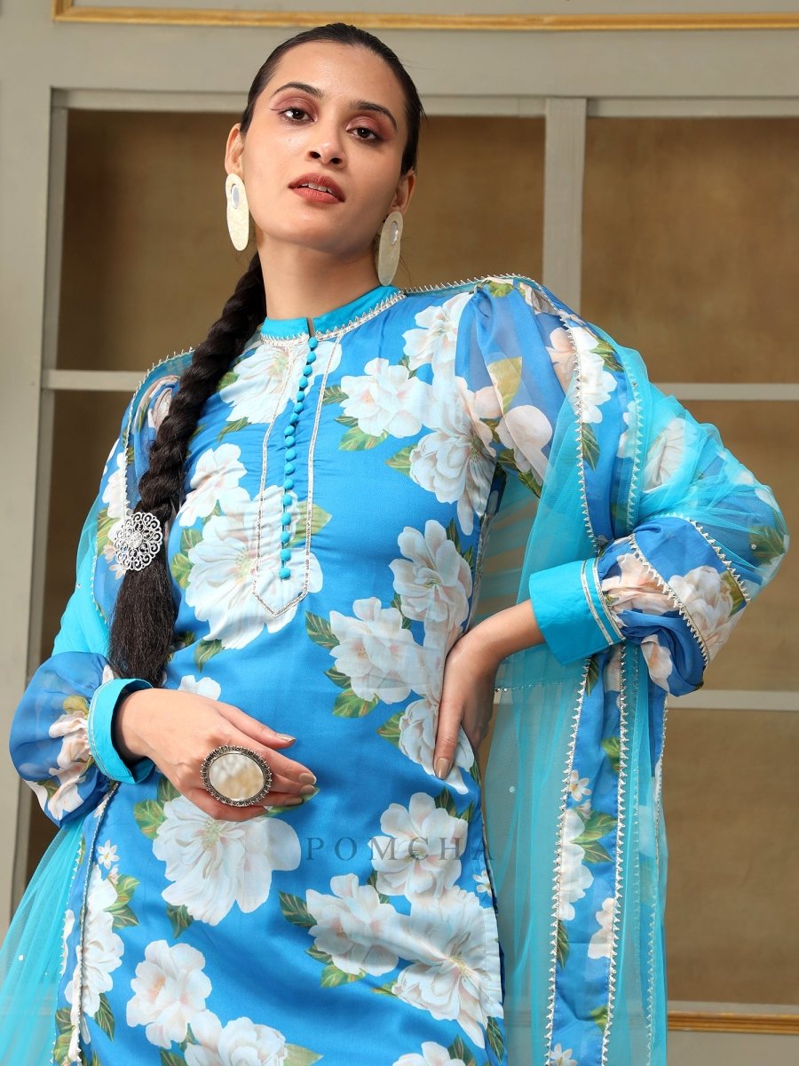 GUL FIZA STRAIGHT SUIT SET - Pomcha Jaipur