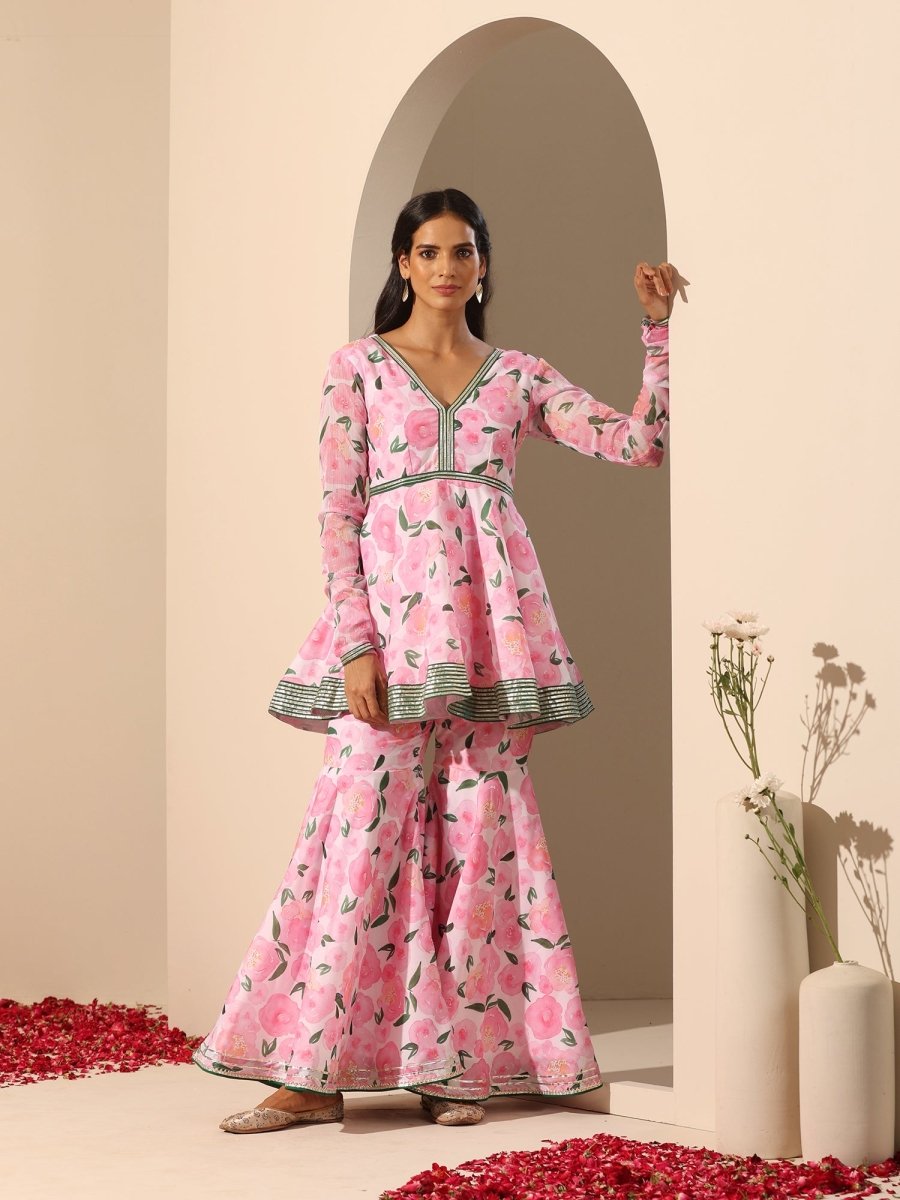 GUL ROZI SHARARA SET - Pomcha Jaipur