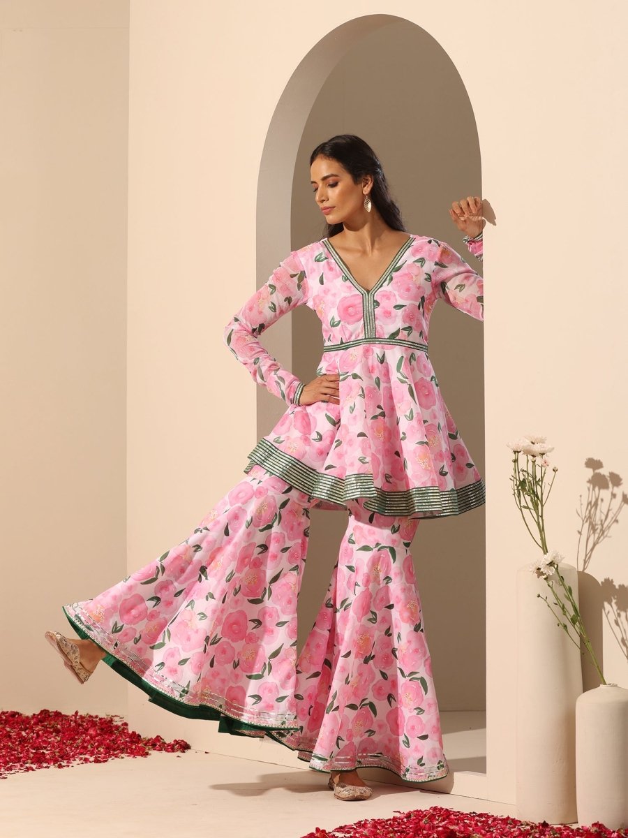 GUL ROZI SHARARA SET - Pomcha Jaipur
