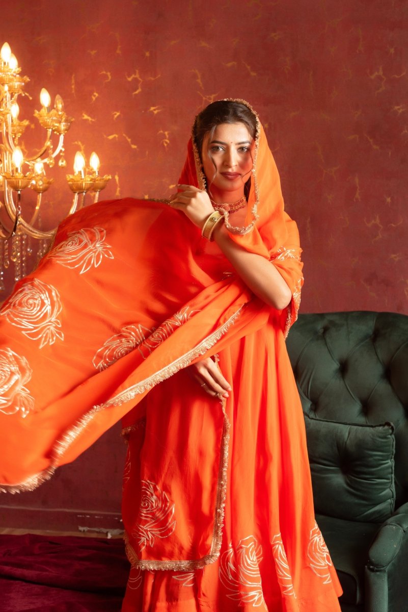 GULFIZAN ORANGE GOTA PATTI ANARKALI SETS WITH DUPATTA - Pomcha Jaipur