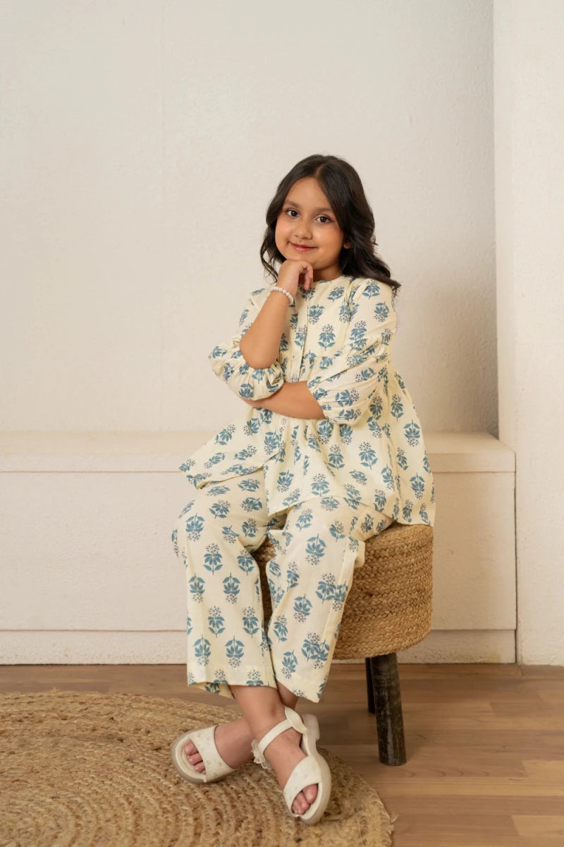 KHILKARI BLUEBELL COTTN HAND BLOCK PRINT CO-ORD SET - Pomcha Jaipur