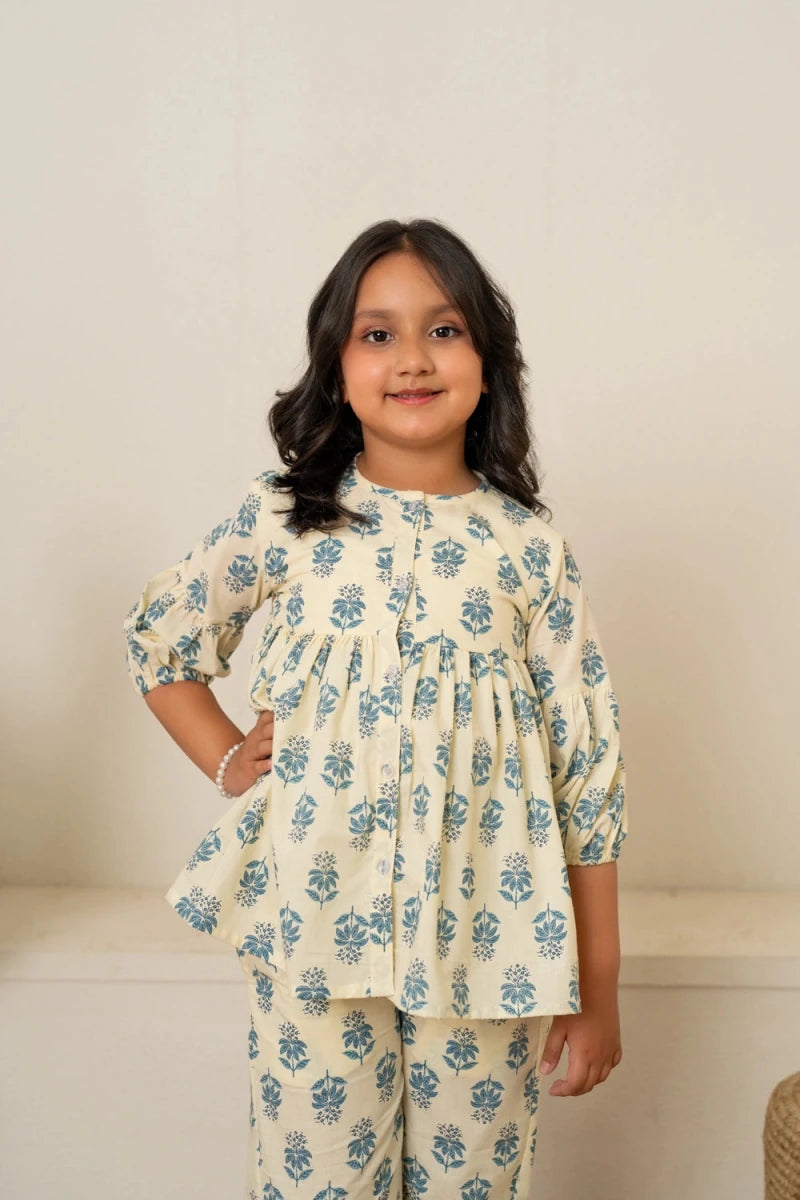 KHILKARI BLUEBELL COTTN HAND BLOCK PRINT CO-ORD SET - Pomcha Jaipur