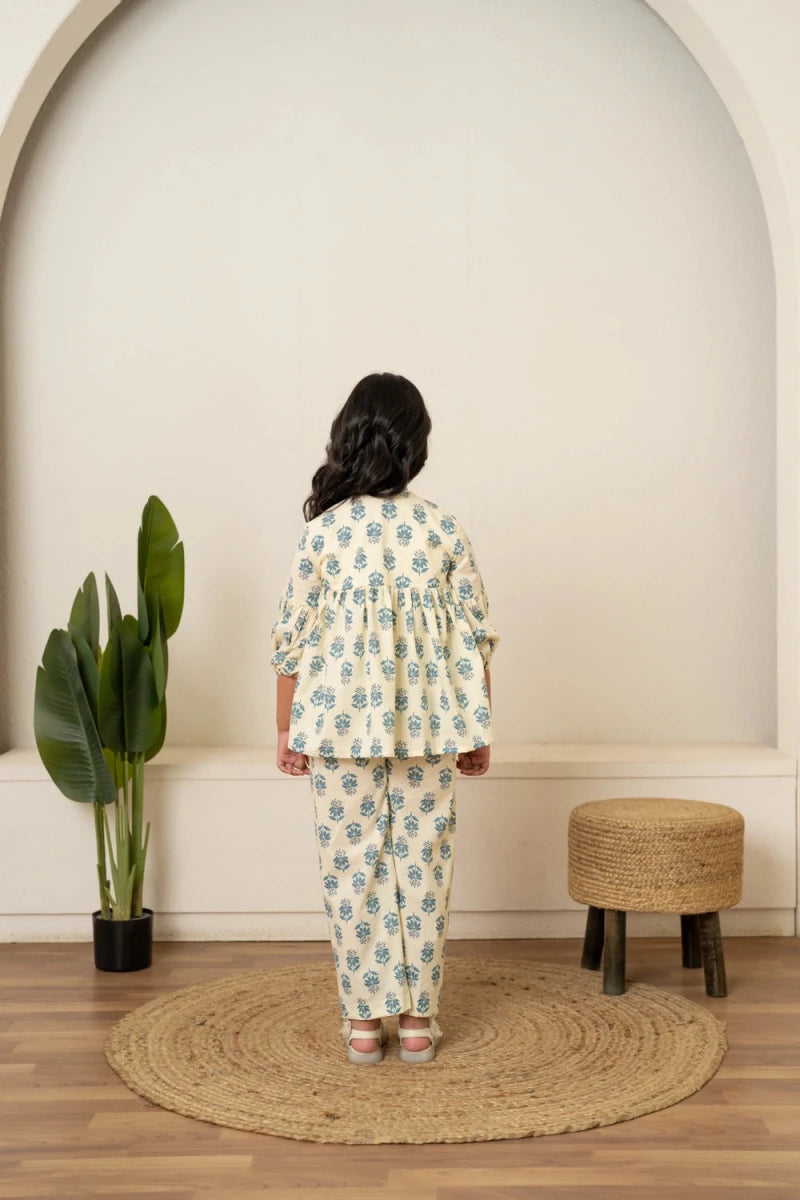 KHILKARI BLUEBELL COTTN HAND BLOCK PRINT CO-ORD SET - Pomcha Jaipur