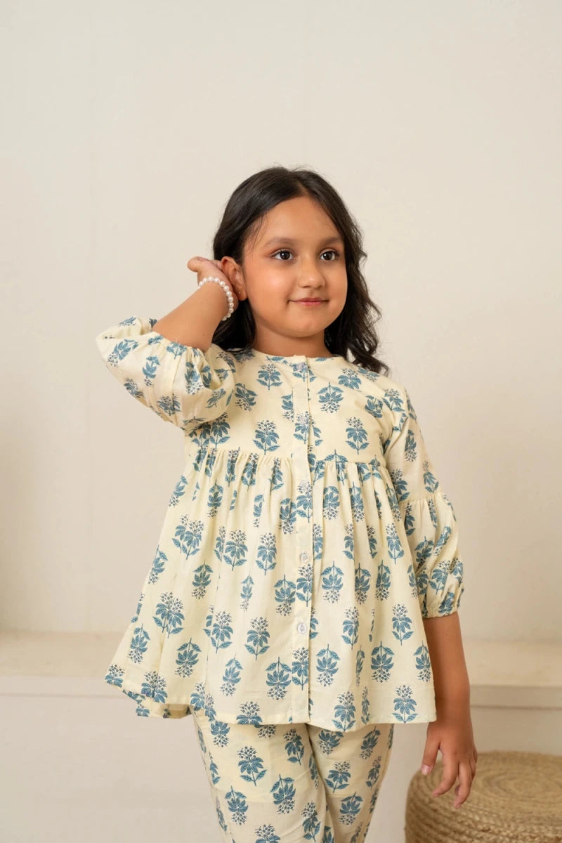 KHILKARI BLUEBELL COTTN HAND BLOCK PRINT CO-ORD SET - Pomcha Jaipur