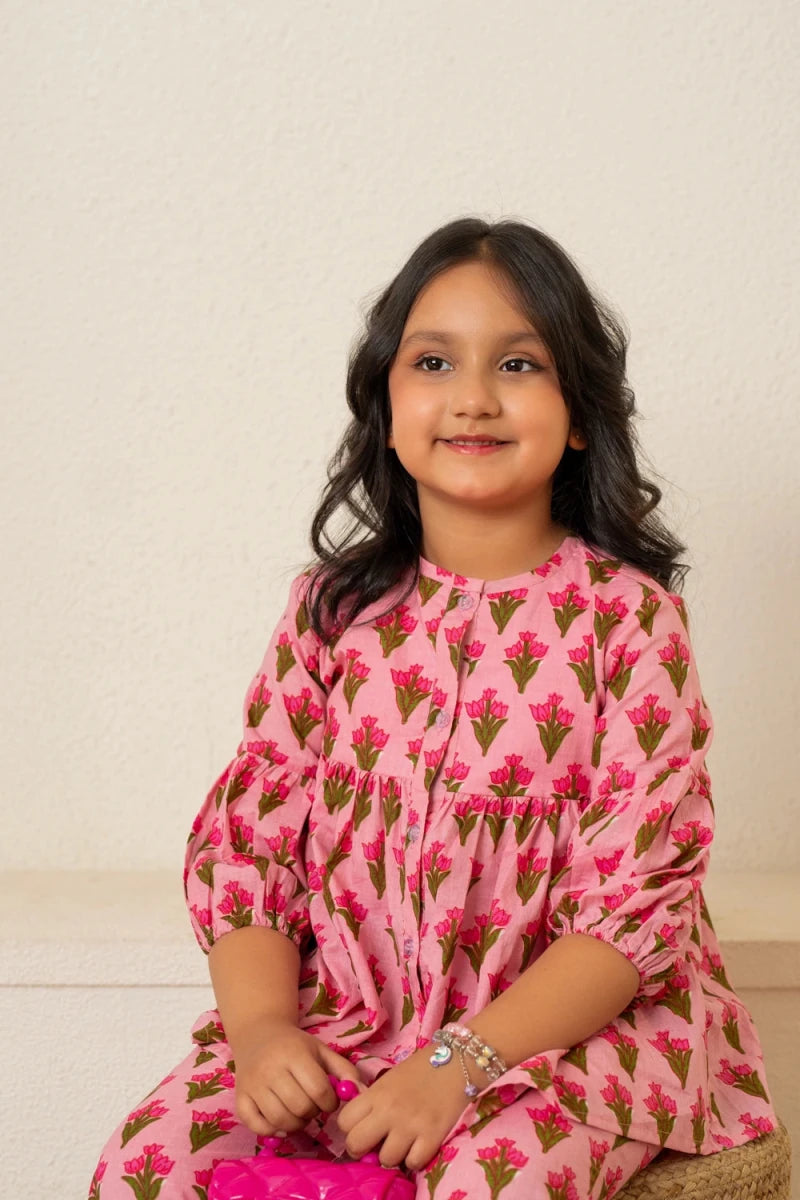 KHILKARI CANDY BLOSSOM HAND BLOCK PRINT COTTON CORD-SET - Pomcha Jaipur