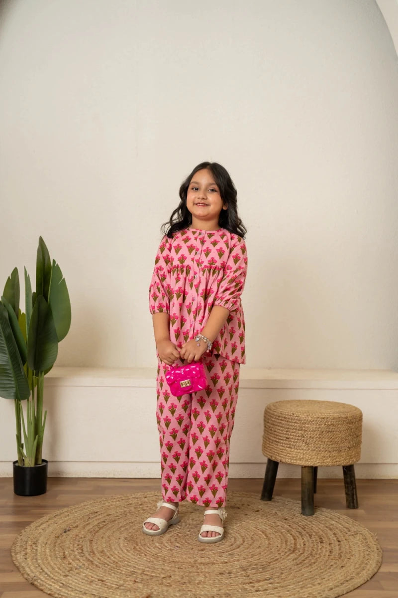 KHILKARI CANDY BLOSSOM HAND BLOCK PRINT COTTON CORD-SET - Pomcha Jaipur