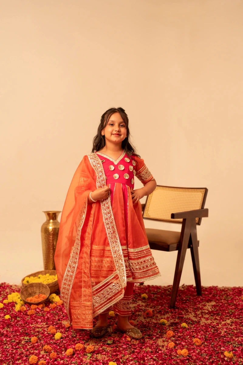 KHILKARI CANDY CANE ORGANZA ANARKALI SET - Pomcha Jaipur