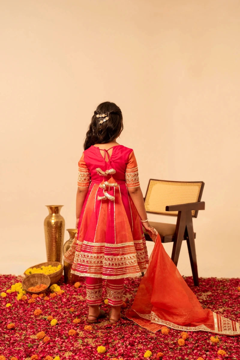 KHILKARI CANDY CANE ORGANZA ANARKALI SET - Pomcha Jaipur