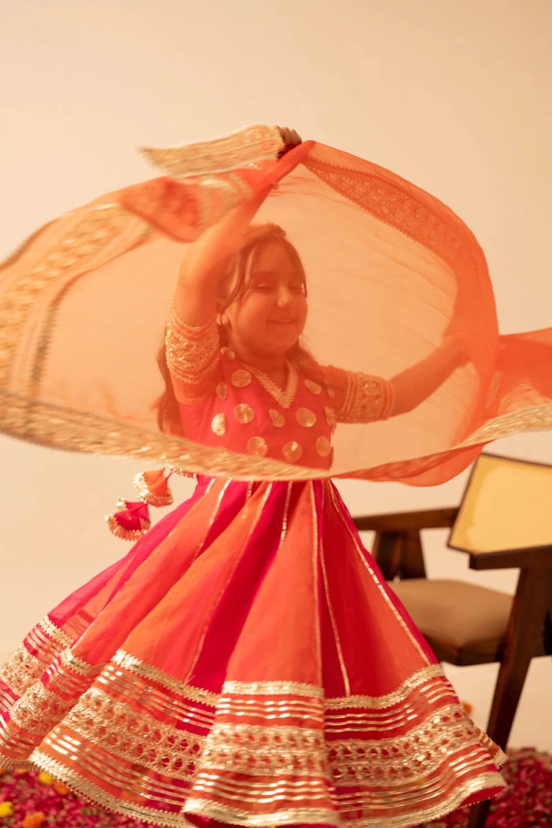 KHILKARI CANDY CANE ORGANZA ANARKALI SET - Pomcha Jaipur
