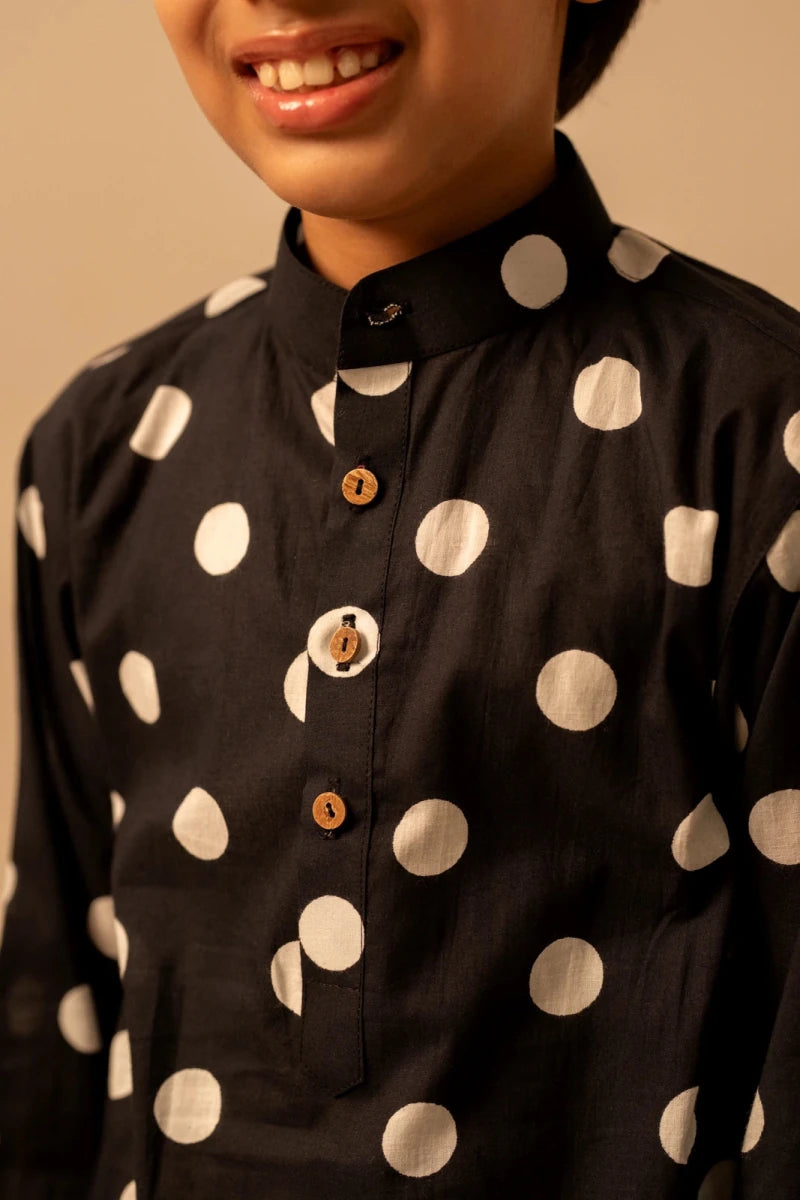 KHILKARI POLKA DOT COTTON KURTA SET - Pomcha Jaipur