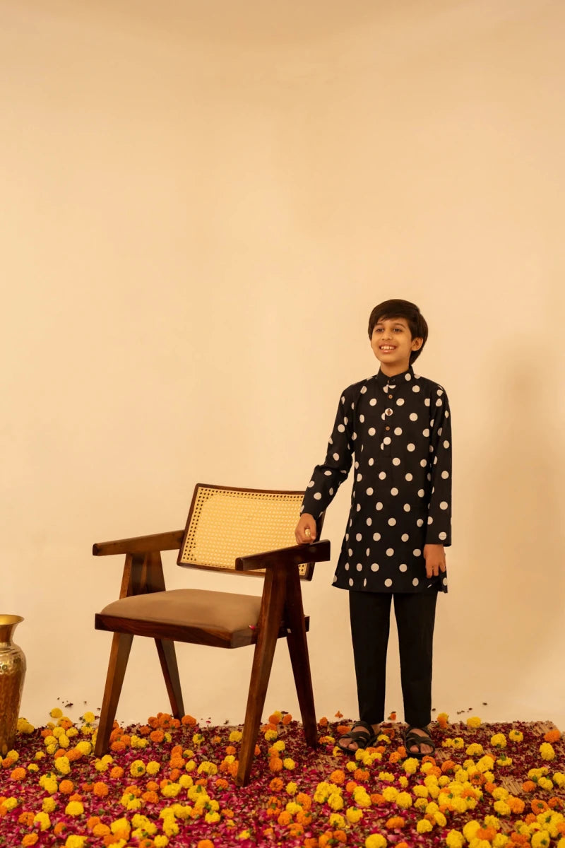 KHILKARI POLKA DOT COTTON KURTA SET - Pomcha Jaipur